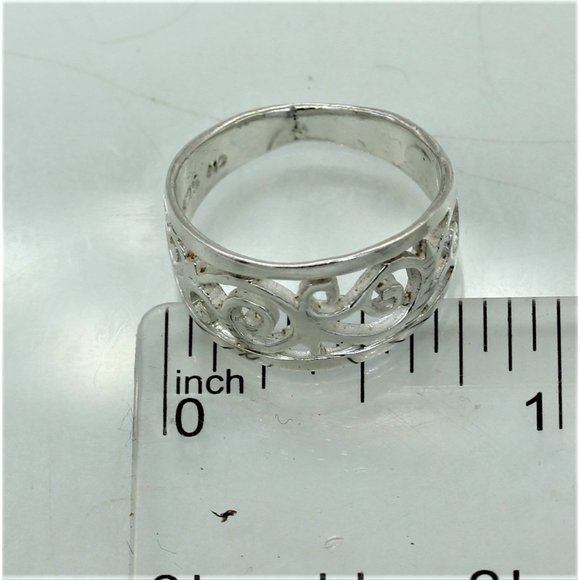 🔴925 STERLING RING scrollwork band, signed MO, vintage, size 6, 2.8 G, as is - Picture 4 of 6